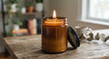 Amber Essential Oil Soya Wax Candle in Amber Glass Jar 8 oz-Cotton Wick