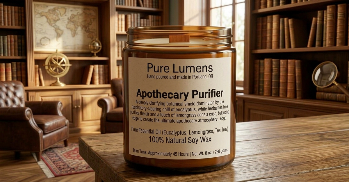 Apothecary Purifier Blend Essential Oil Soya Wax Candle in Amber Glass Jar 8 oz-Wooden Wick (Copy)