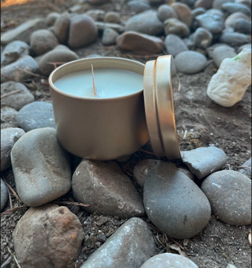 Green Tea Essential Oil Soya Wax Candle in Gold Metal Jar 4 oz
