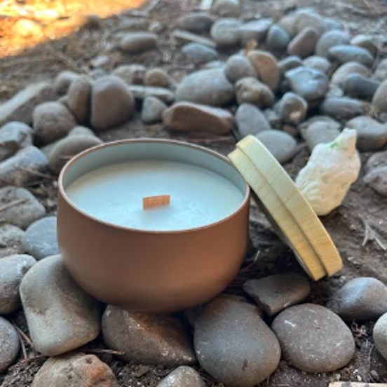 Phaotic Cedar Essential Oil Soya Wax Candle in Metal reusable Jar 8 oz